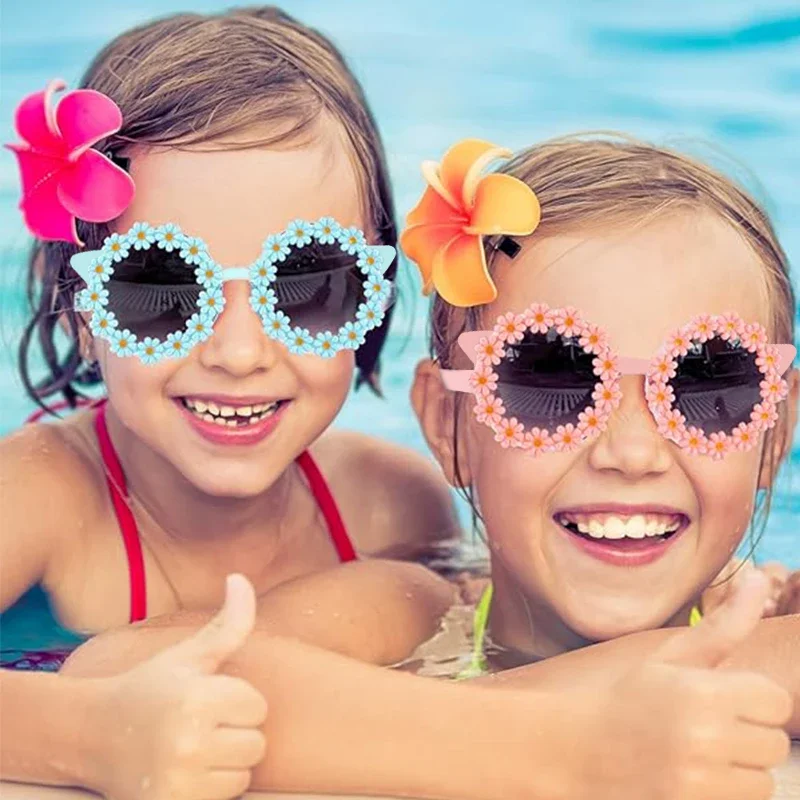 Fashion Sunglasses Kids Sunglasses Children Sunglasses Girls Boys Cute Round Daisy Ears Colors Sunglasses UV400 Children Fashion Outdoor Sun Protection Sunglasses Kid Sun Glasses