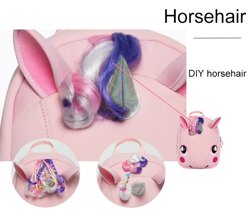 Baby Girl Backpack Toddler Girl Backpack 3D Unicorn Cartoon Travel Pre School Bag for Kid Backpacks with Safety Leash 1-5 Years