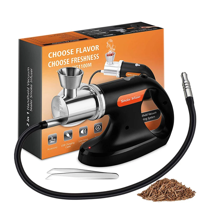 Macchina per infusore di fumo pistola portatile portatile per fumatori a freddo con Sous vide Food Drink Cocktail Smoker Woodchips - immagine 3