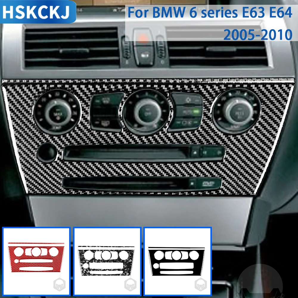 

Аксессуары для BMW 6 серий M6 E63 E64 2004-2010, Автомобильный интерьер из углеродного волокна, центральное радио, кондиционер, рамка, отделка, наклейка