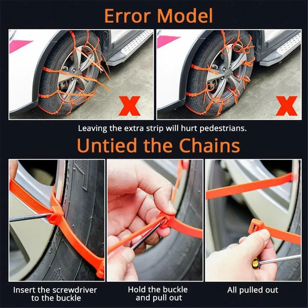 PA Snow Chains For 175-295mm Car Winter Tire Wheels Snow Tire Anti-skid Chains Wheel Tyre Cable Belt Winter Outdoor Chain