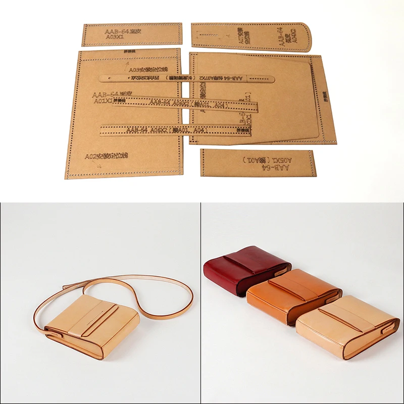 1Set Leather Craft Fashion Personality Wenwan Bag Storage Bag Sewing Pattern Hard Kraft Paper Stencil Template images - 6