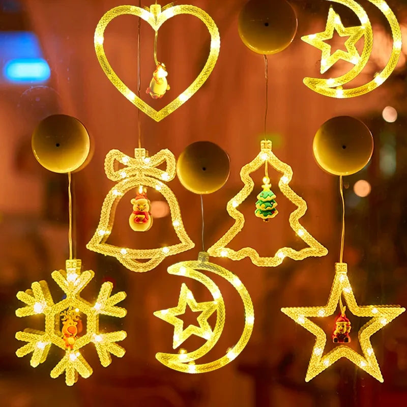 ChristmasWindowDecorationLightsLEDSuctionCupPendantHangingLamp