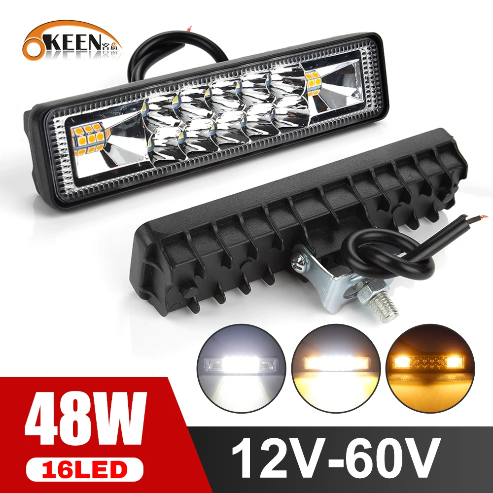 

OKEEN 48 Вт 16 светодиодов рабочие фары бар прожектор фара DRL для трактора 4x4 SUV ATV Мотоцикл Грузовик внедорожник автомобильные аксессуары 12 в-24 в