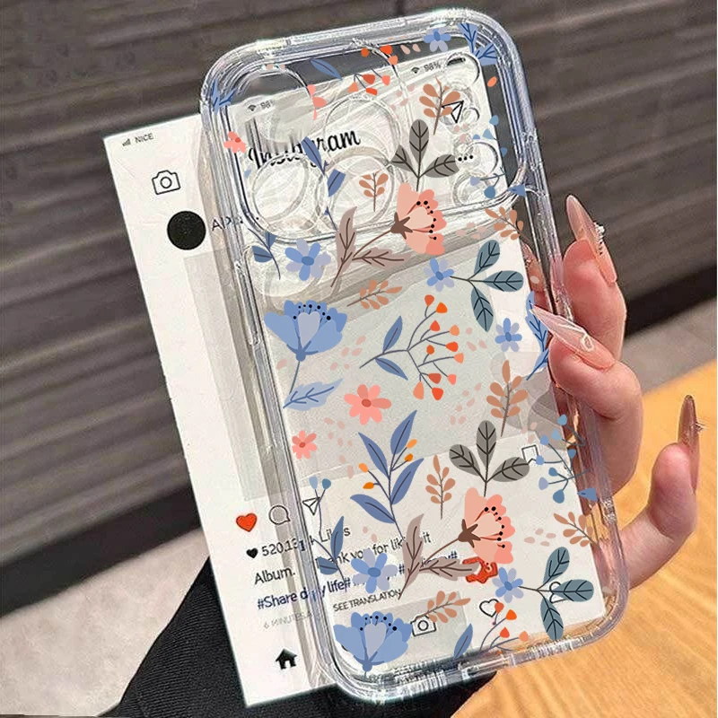 Clear Floral Soft Phone Case - Elegant Transparent Protective Cover