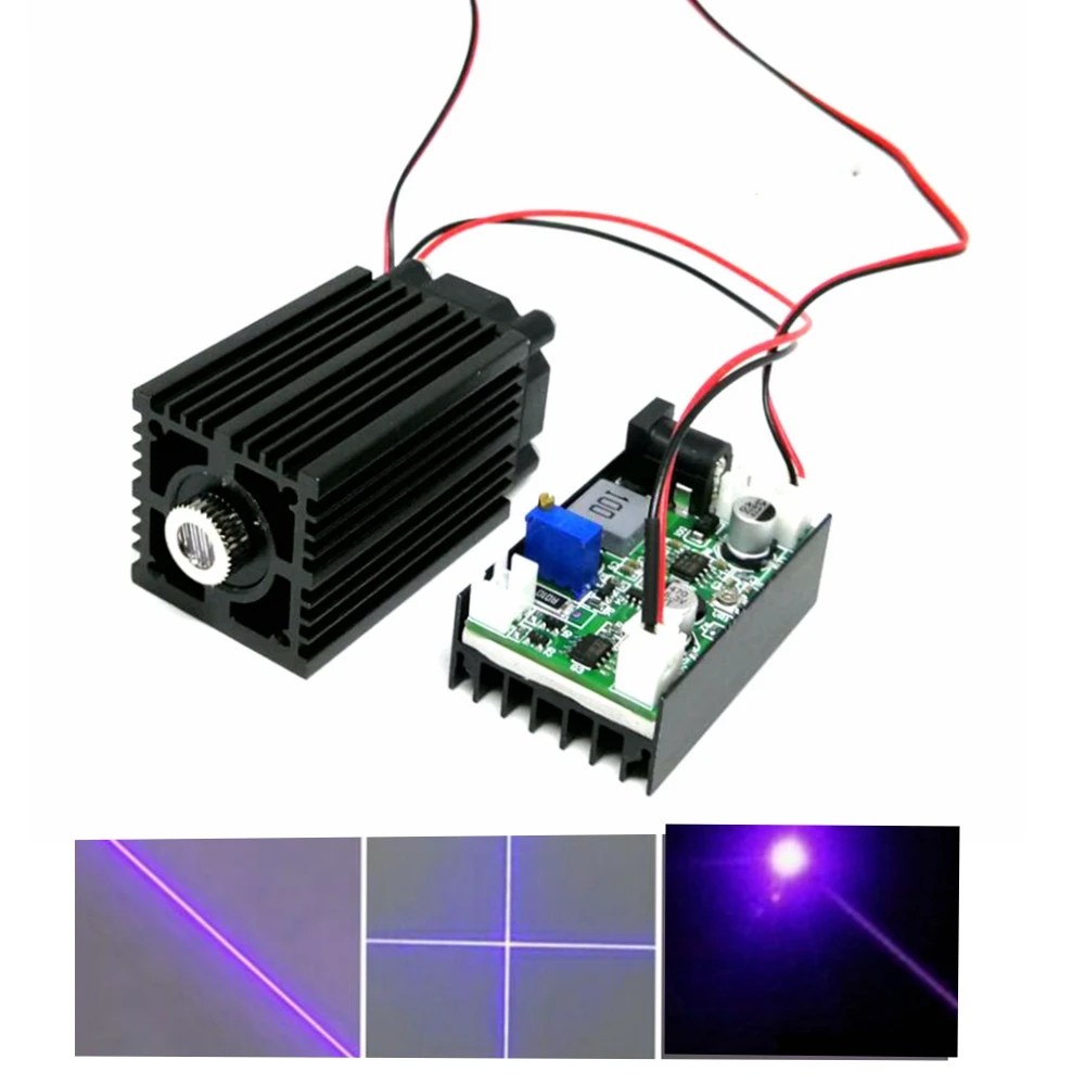 Line/Cross/Dot Adjustable 405nm Violet Blue Laser Module 50/100/150/200/350/400mW Stage Lights TTL Cooling Fan