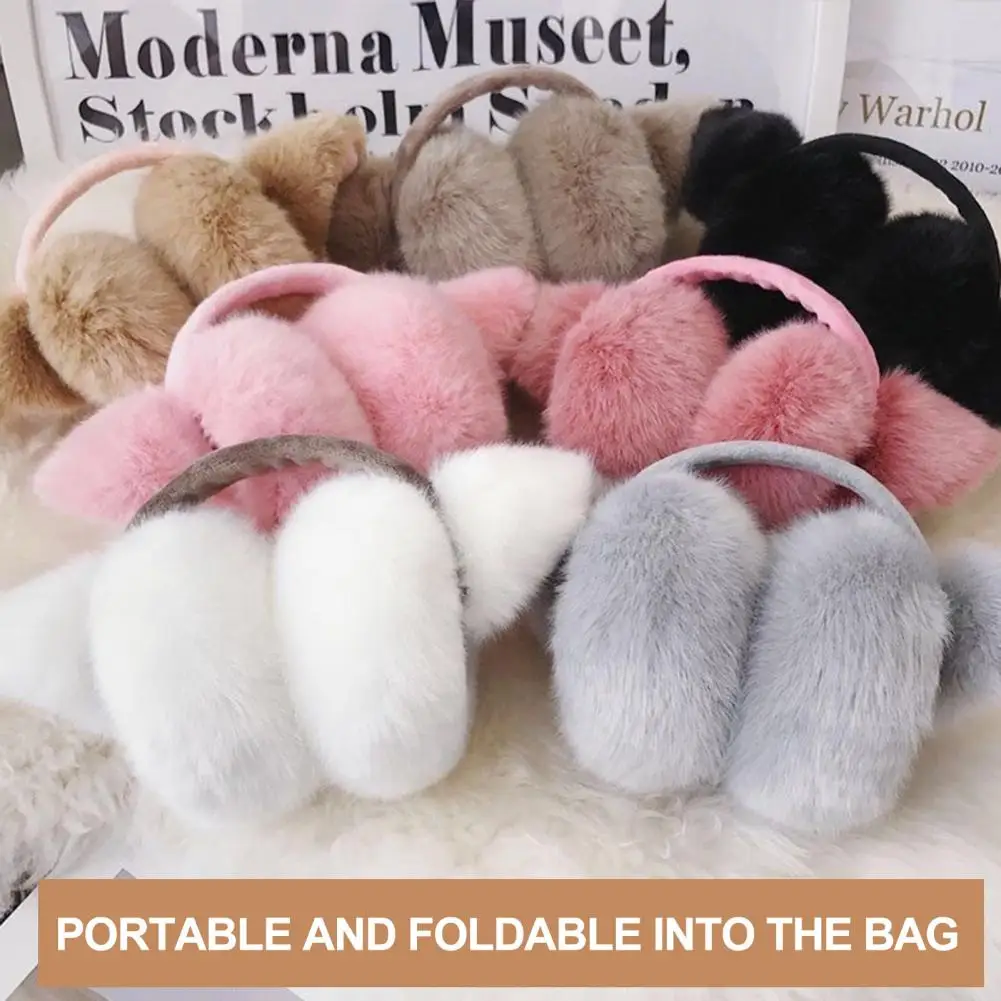 Cute Cat Ears Women Earmuffs Faux Fur Ear Warmer Super Soft Solid Color Women Earmuffs Ear Cover Winter Thermal