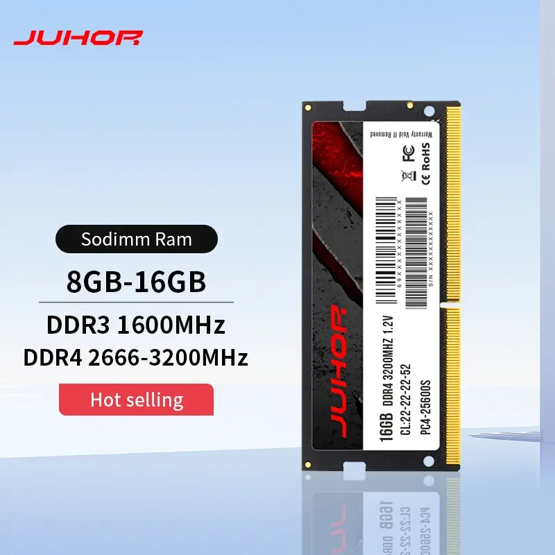 JUHOR Memoria Ram DDR4 8GB 16GB 2666mhz 3200mhz DDR3 8GB 1600mhz Sodimm Notebook Memoria per Laptop ad alte prestazioni