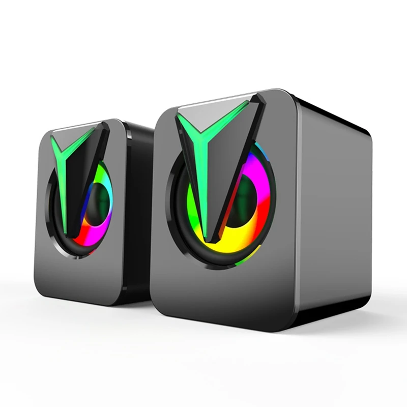 Desktop computador portátil alto-falante rgb efeito de iluminação usb com fio estéreo subwoofer mini pequeno desktop caixa de som colorido venda quente