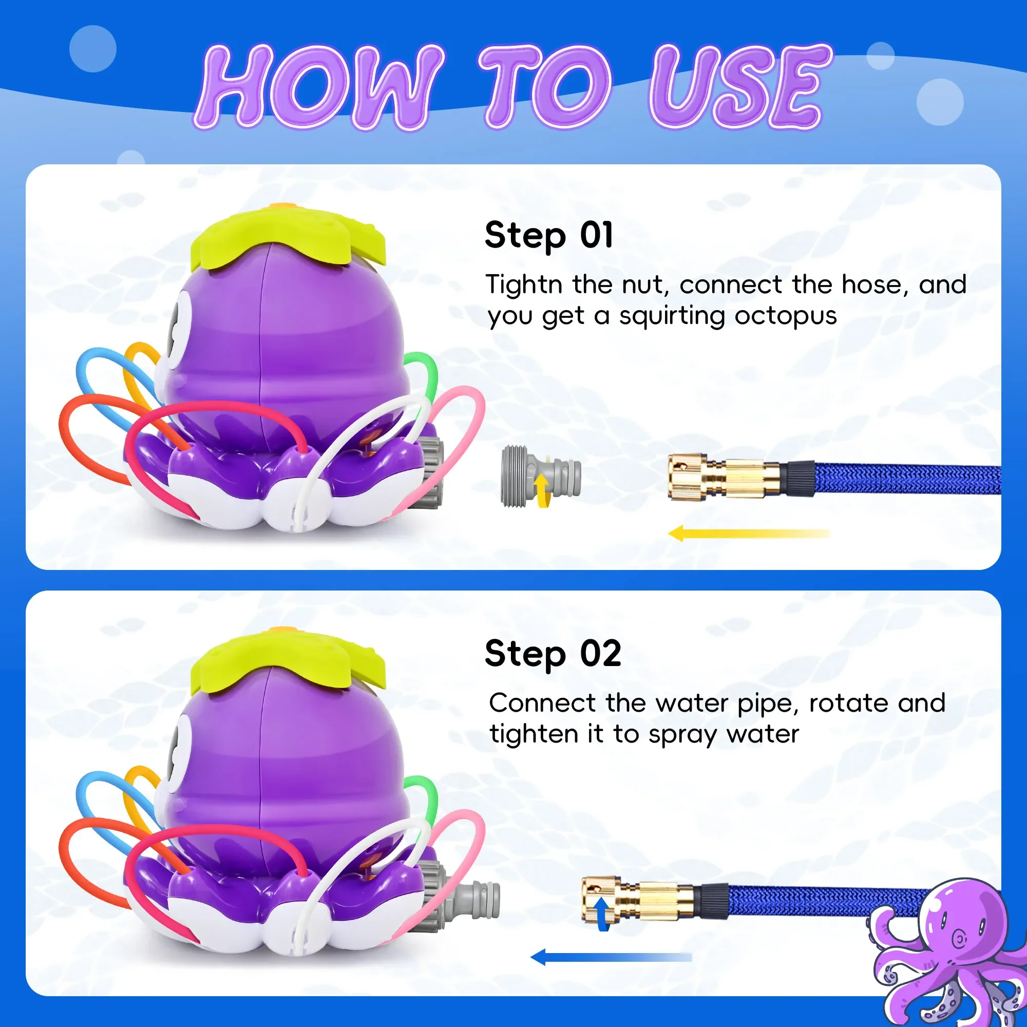 Water Sprinkler Octopus Toys Outdoor Water Toys for Kids Bathtub Games Automatic Rotating Sprinkler Children Octopus Bath Toy 5