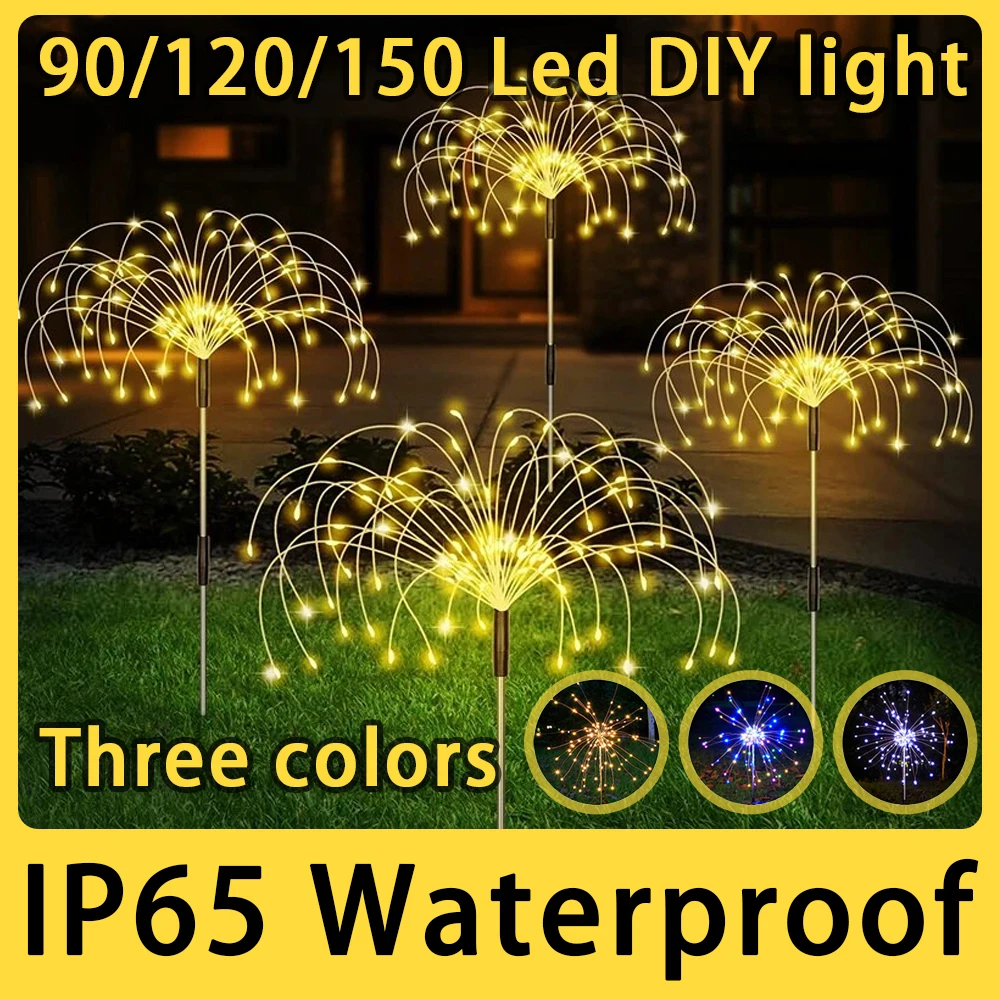 

90/120/150LED Solar Firework Fairy Light Outdoor Garden Decoration Lawn Pathway Light For Patio Yard Party Christmas Wedding
