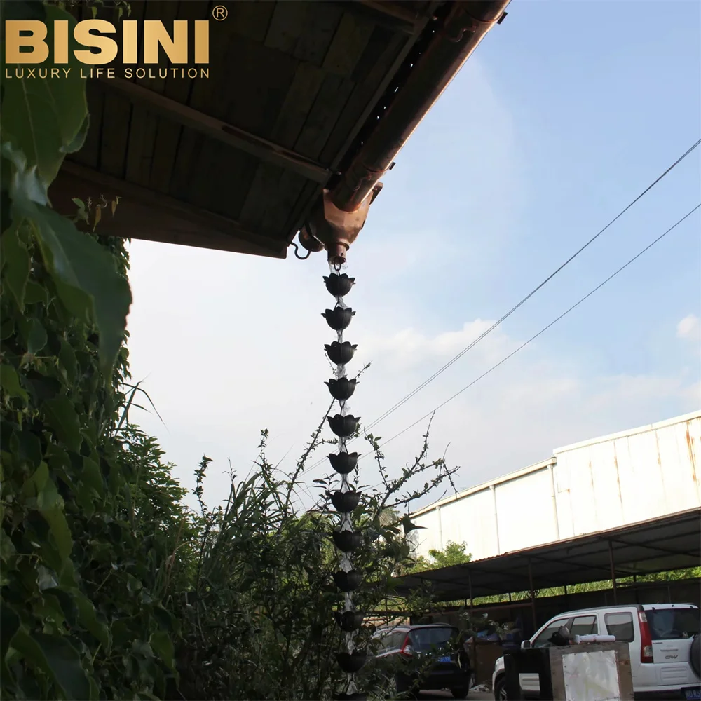 Chinese style Homestay Hostel Garden Eaves Link Falling Water Hammered Princess lotus Copper Rain Chain