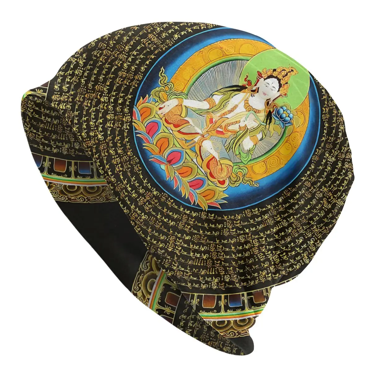 

Шляпка, шапки, буддистская вера Бога, мужская женская тонкая шапка с зелёной Тарой и мандалой, дизайнерские шапочки, шапочки, шапки