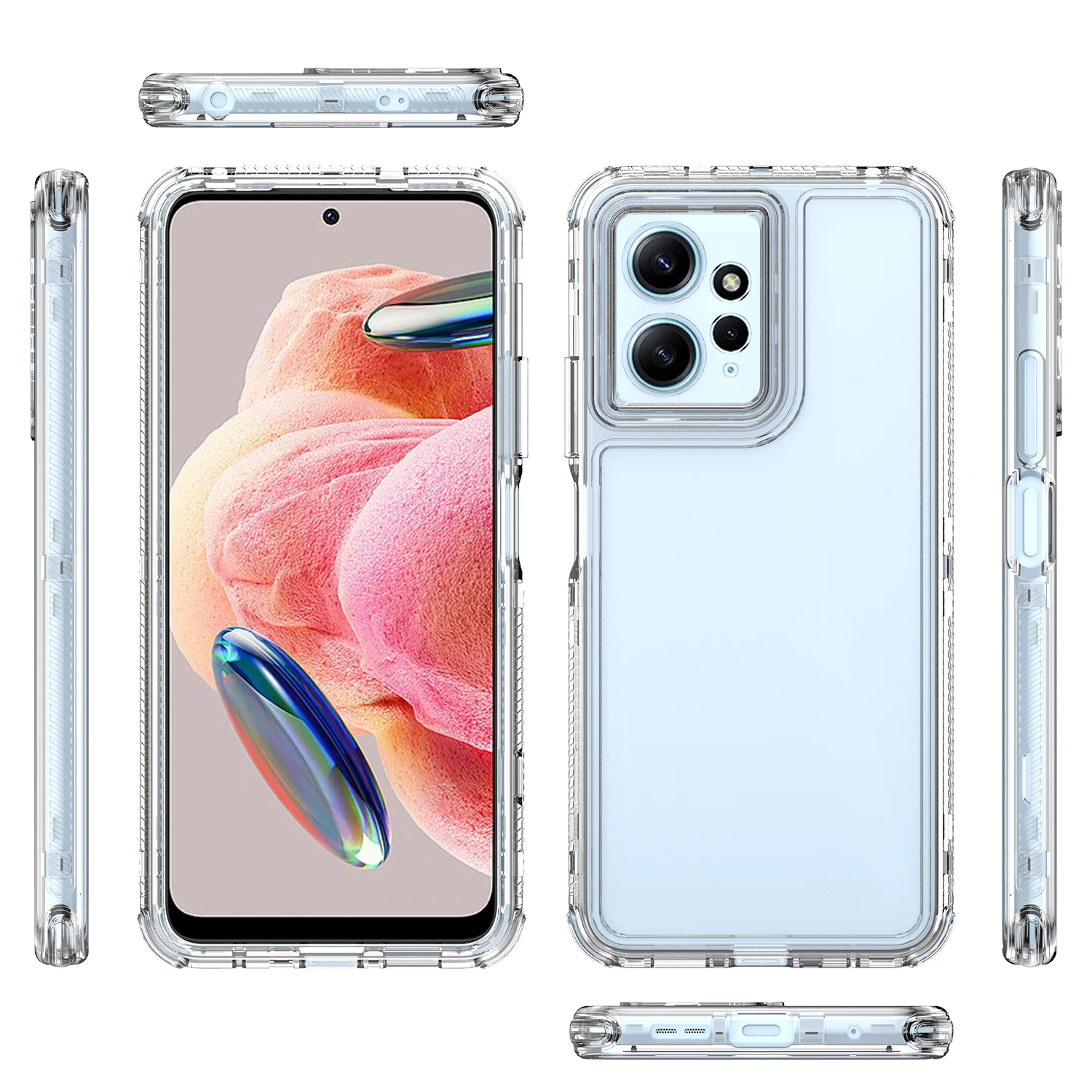 Rugged Armor Shockproof Phone Case with Transparent TPU Back Cover