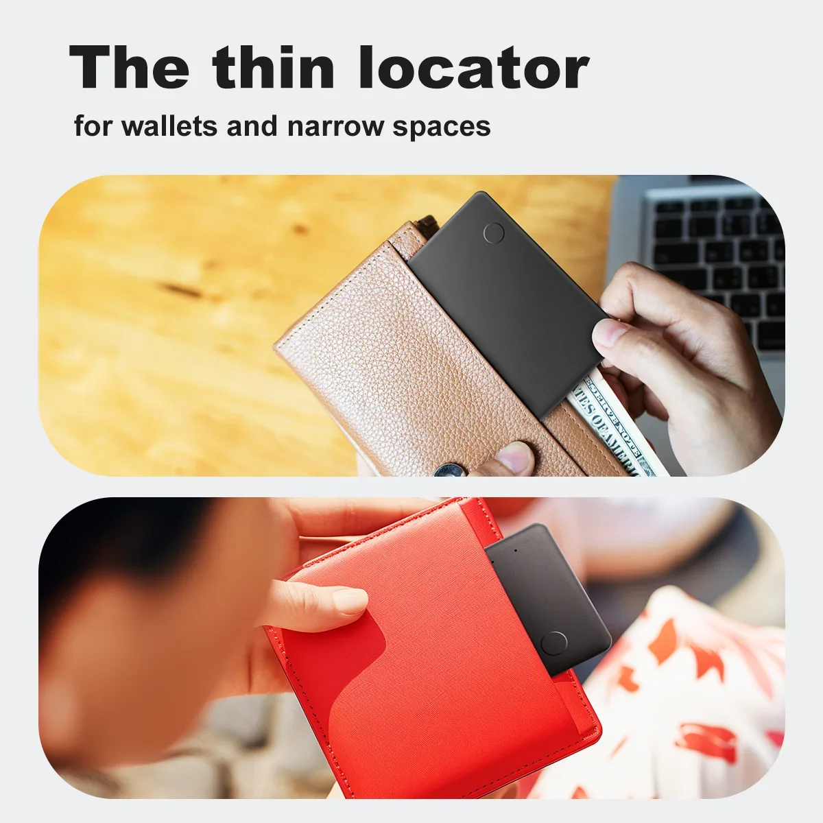 Wireless Charging Tracking Location Wallet Tracker Card Waterproof GPS Locator Work with Apple Find My App Bluetooth Tracker