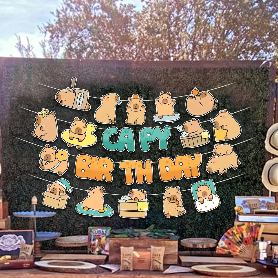 Obussgar Capybara - Decorazione per feste di compleanno a tema Capybara, include piatti, bicchieri, tovaglioli, tovaglie, cannucce, per 20 persone Obussgar Capybara - Decorazione per feste di compleanno a tema Capybara, include piatti, bicchieri, tovaglioli, tovaglie, cannucce, per 20 persone
