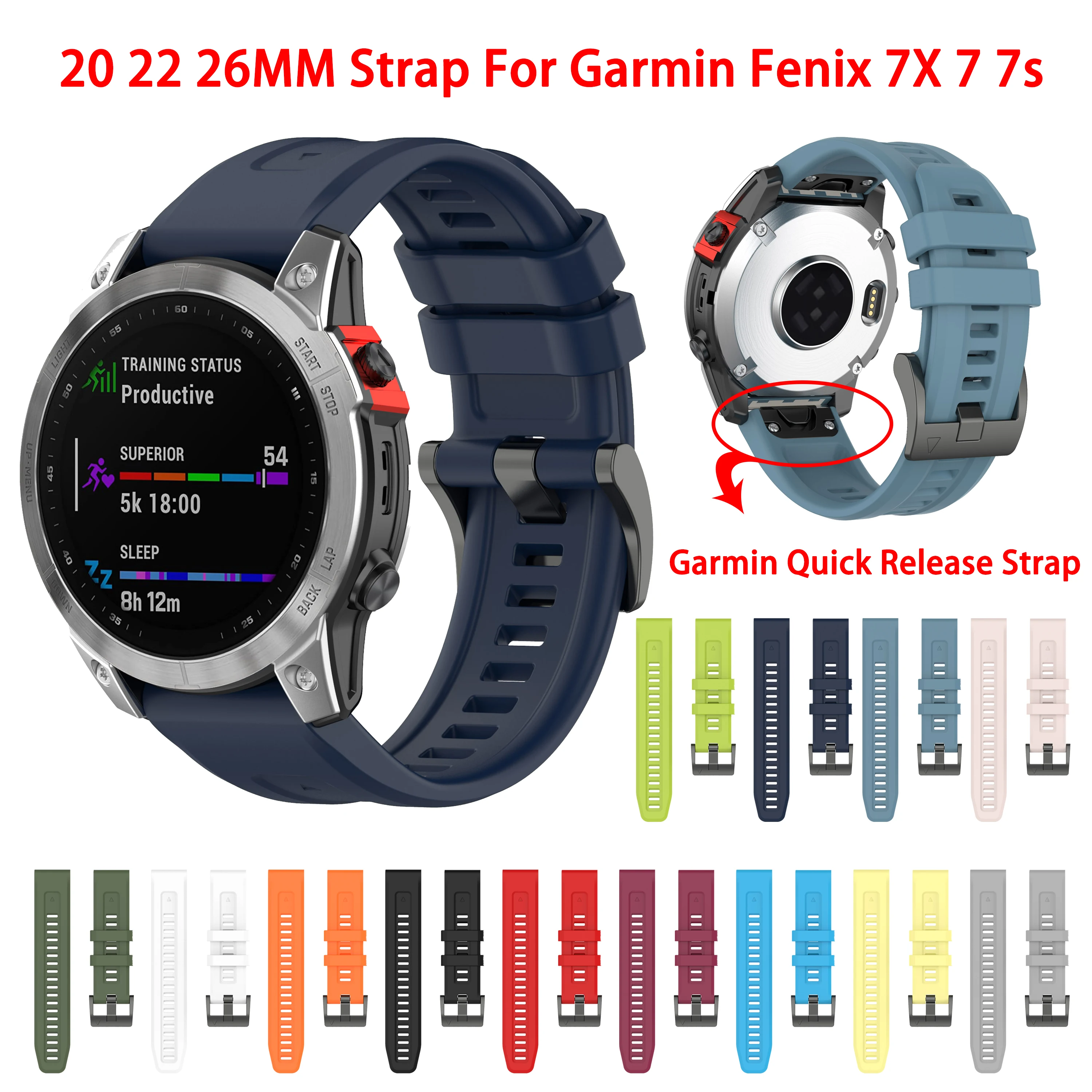 

2022 New Quick Release Silicone Strap For Garmin Fenix 7X 7 7s 5X 5 5S Plus 6 6S 6X Pro 945 935 Watchband Band Easyfit WristBand