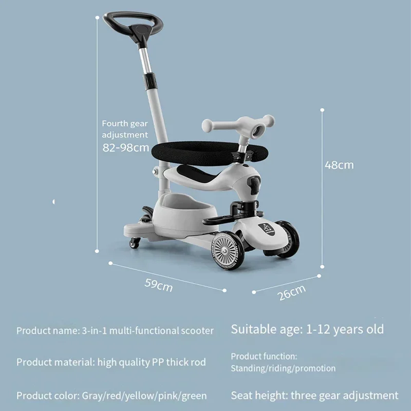 Baby Walker Children's Scooter Car Baby Walker Scooters Infants Sit and Push Slide 1-12 Years Old Boys and Girls Children's Walking Baby Car