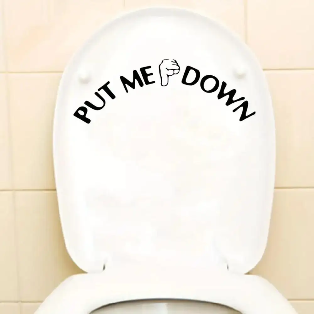 1 pc put me down gesture toilet sticker Self Adhesive Vinyl Waterproof Wall Art Decal for WC washroom Waterproof Wall Art Decal