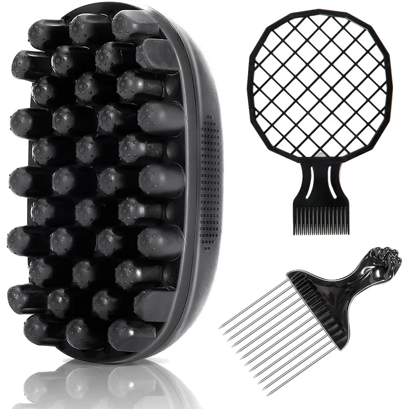 3PCS Hair Sponge Comb for Curls Afro Sponge Curl Brush for Men Women, Twist Detangle Dreadlocks Natural Afro Hair Styling Tool