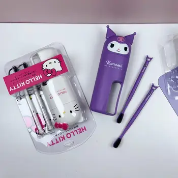 카와이 마이 멜로디 칫솔, 구강 세척 컵 포함, 휴대용 만화 산리오 쿠로미 헬로 키티 칫솔 보관함, 세면 용품 선물 상품 이미지