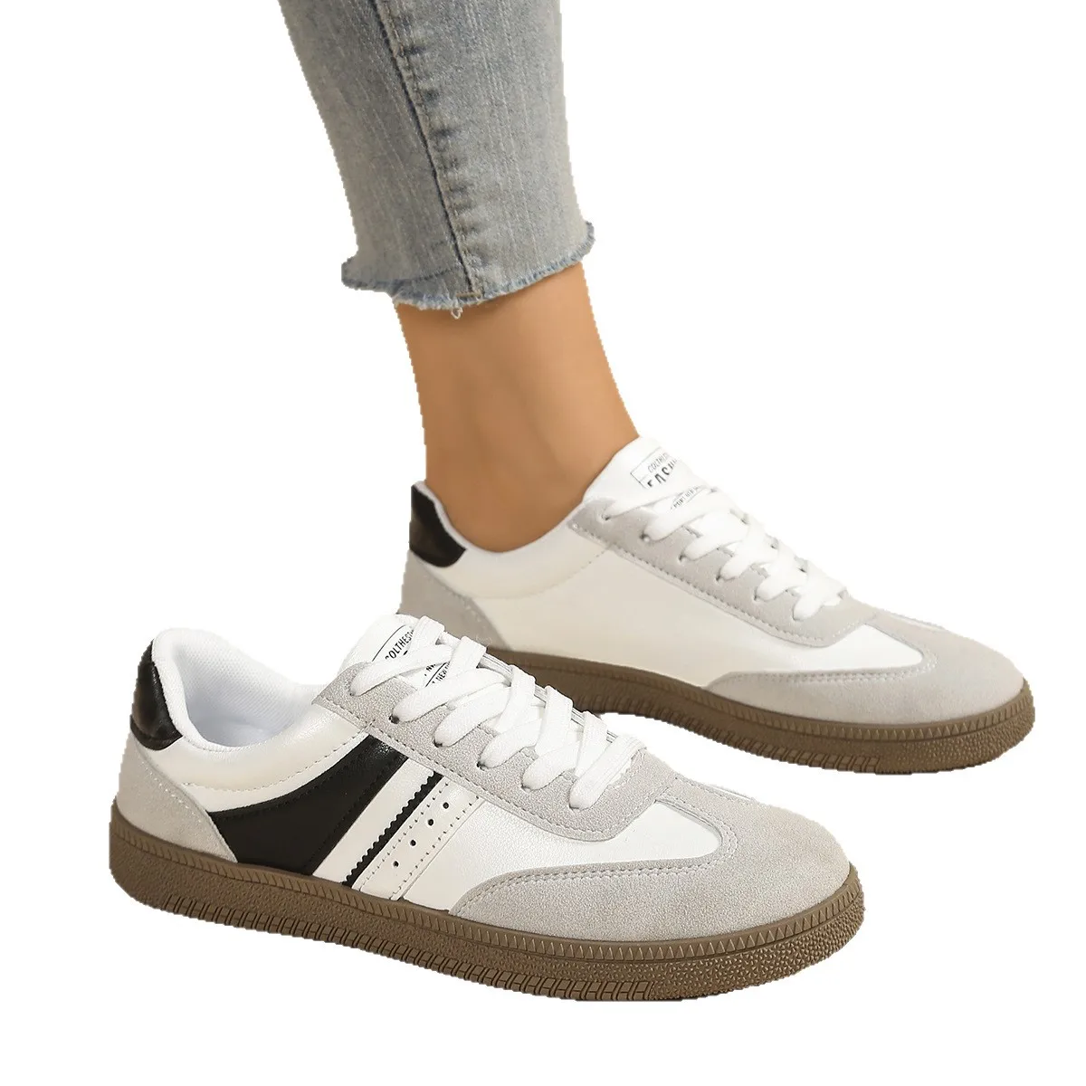 2025 Women's Lace Up Sneakers - Low Cut All Season Shoes with PU Cushioned Sole, Lightweight Daily Walking Shoes