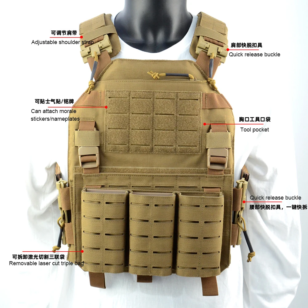 Système MOLLE de Cummerbund élastique à dégagement rapide, poudres triple Mag amovibles, nylon 1000D découpé au laser