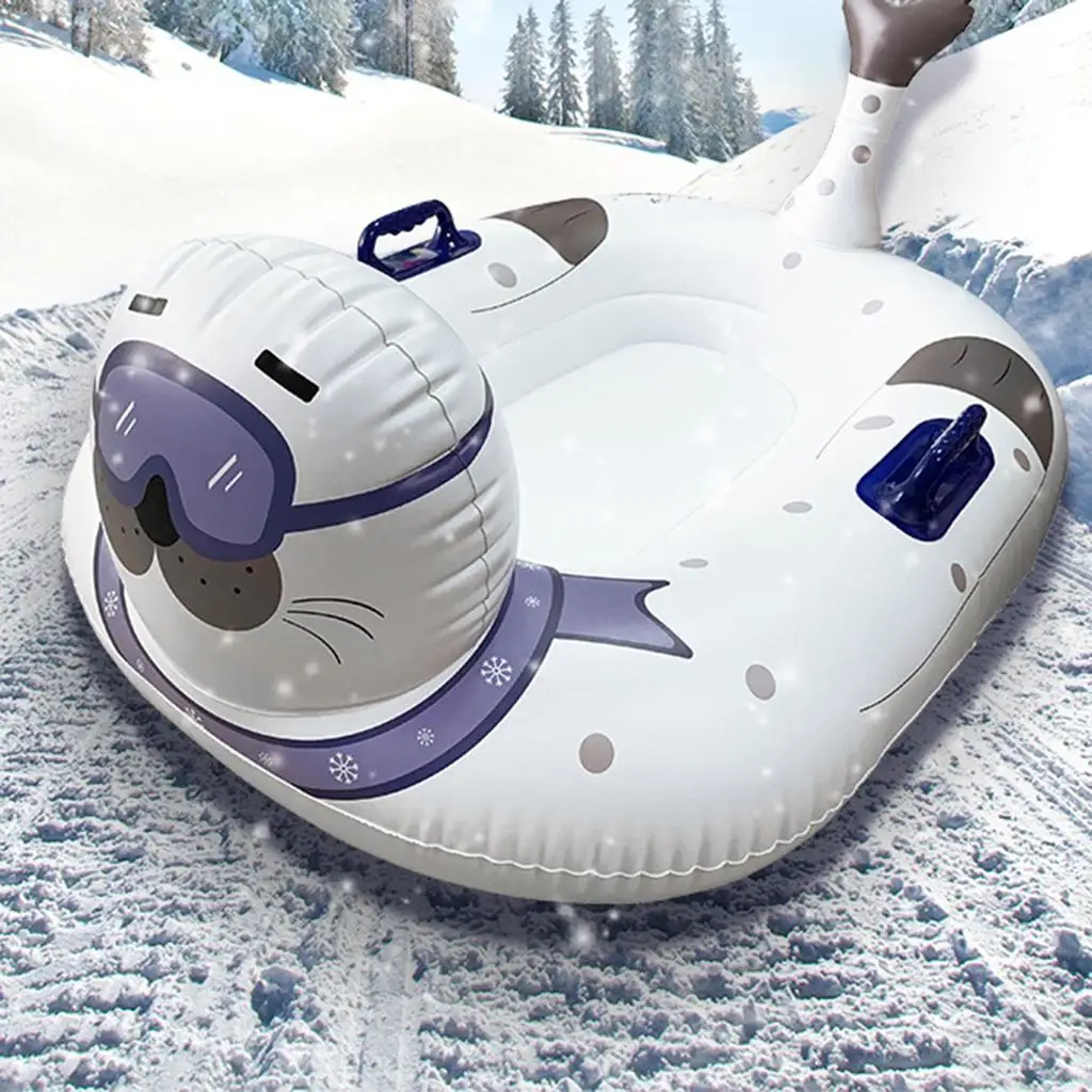 Inflatable Snow Tube Duty Freeze-Resistant 47\'\' Snow Sled Outdoor Winter