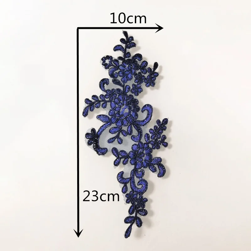 1 Pair Lace Fabric Applique Embroidery Flower Patch for Wedding Dress Collar Trim Patches Crafts Stickers DIY Sewing Accessories sequins jacquard lace fabric cotton voile lace fabric lace trim fabric gauze flower decoration supplies