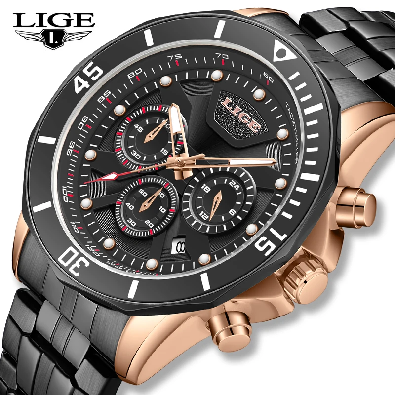 

LIGE Man Luxury Casual Watch Top Brand Business Men Wrist Watches Date Clock Waterproof Chronograph Mens Watch Relogio Masculino