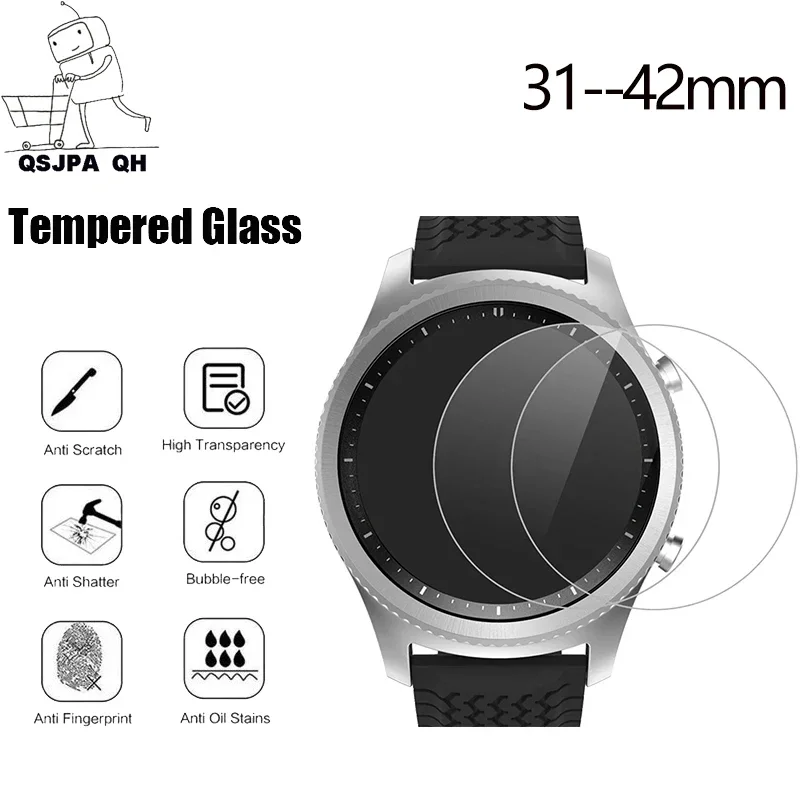 Premium Tempered Glass Screen Protector Set - 3 Pack for Smart Watches (33-42 MM)