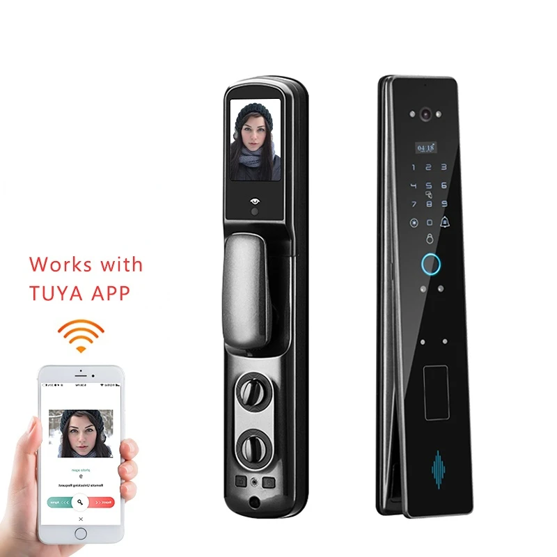 

Waterproof recognition lock Tuya APP Fully Automatic Biometric Fingerprint Scanner Smart Door lock With Camera