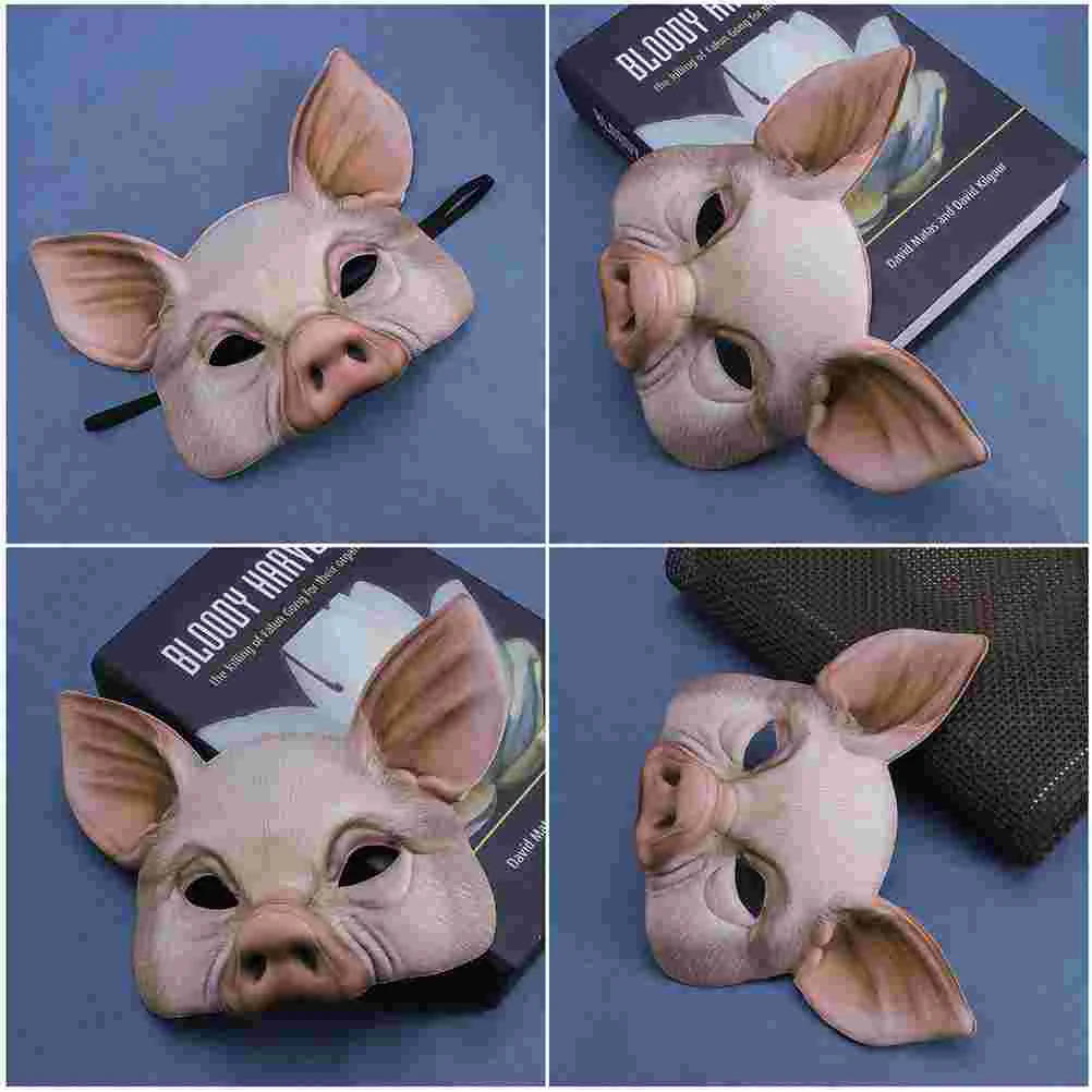 2 Pcs Half Face Animal Mask Pig Mask for Party Festival Halloween Masquerade Fancy Ball Cosplay White and Black