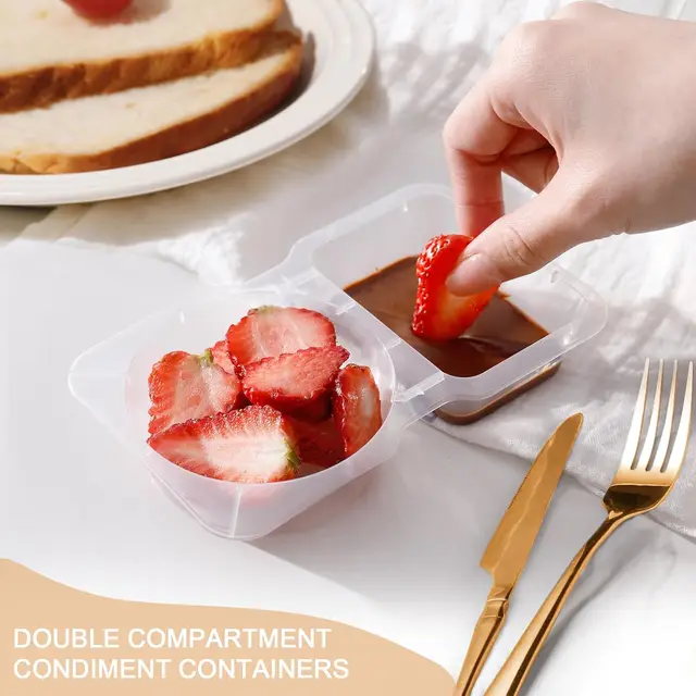 Contenitori per snack riutilizzabili con coperchi Confezione per snack con doppio scomparto da 20 pezzi Confezione per snack per il controllo delle porzioni per pasti in movimento da campeggio 4