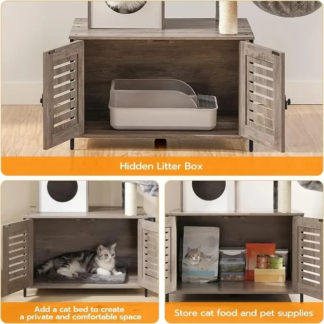 Cat Tree with Litter Box Enclosure 4