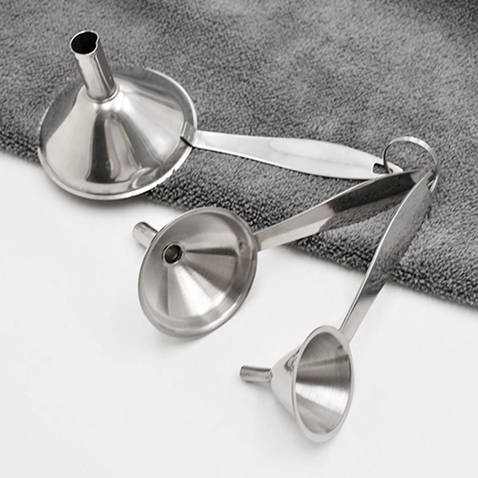 3PCS/Set Small Mouth Funnels Bar Wine Flask Funnel Mini Stainless Steel
