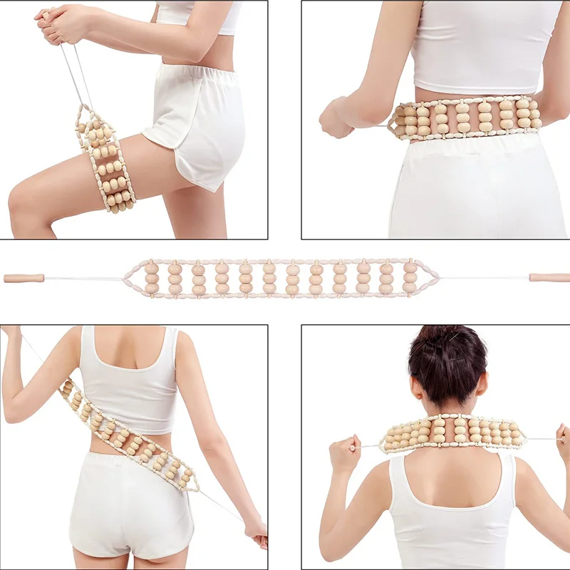 1 Stück Massagegerät-Set aus Holz, Schmerzlinderungsrolle, Anti-Cordulite-Massagegerät zur Körperformung, Gua Sha Rückenmassagegerät_voghion.com