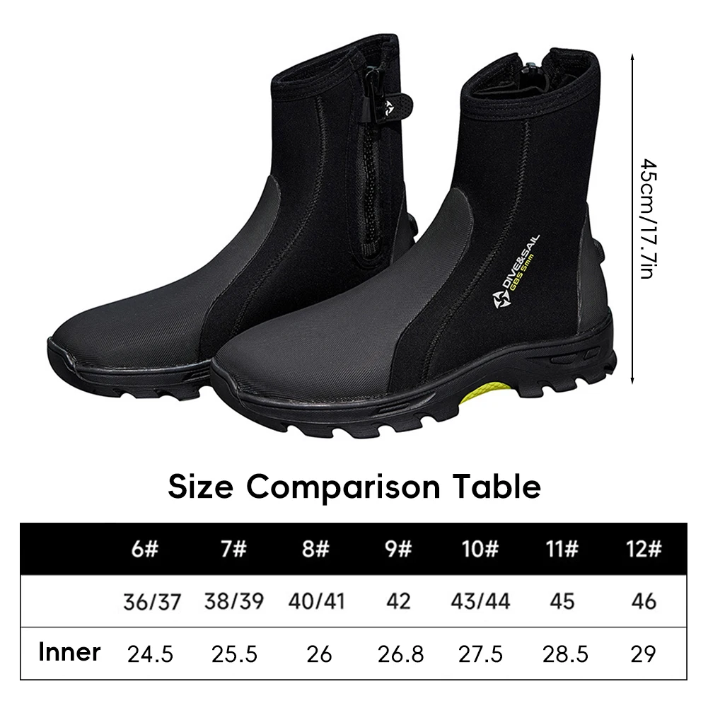 1Pair 5MM Outdoor Hard Sole Hiking Shoes Anti Slip Surfing Diving Boots Wear-resistant High Top Wading Shoes for Snorkeling