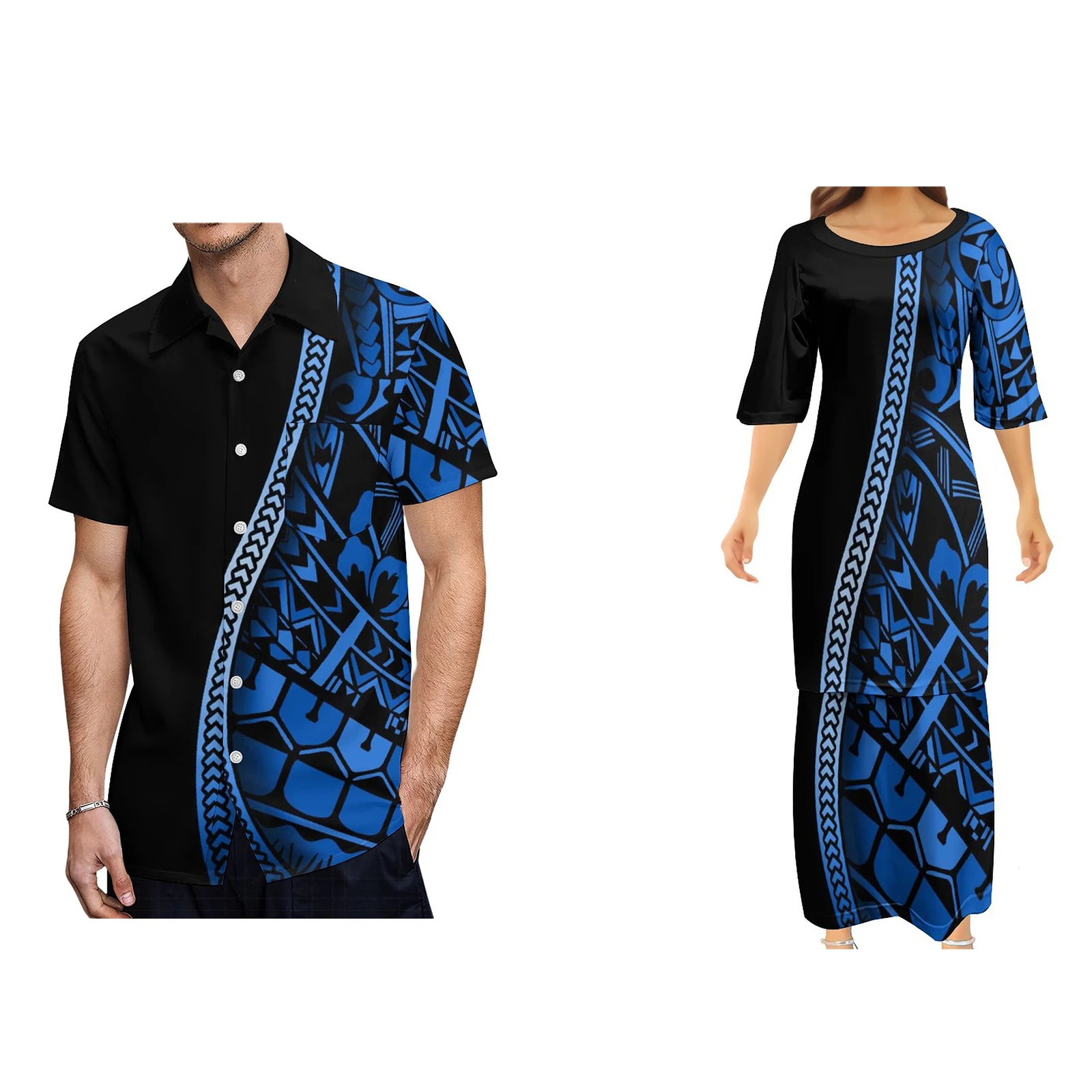 Tanie Hurtownie Pacific Island wysokiej jakości 7XL Samoa plemienne sukienki Puletasi dostosowane na sklep