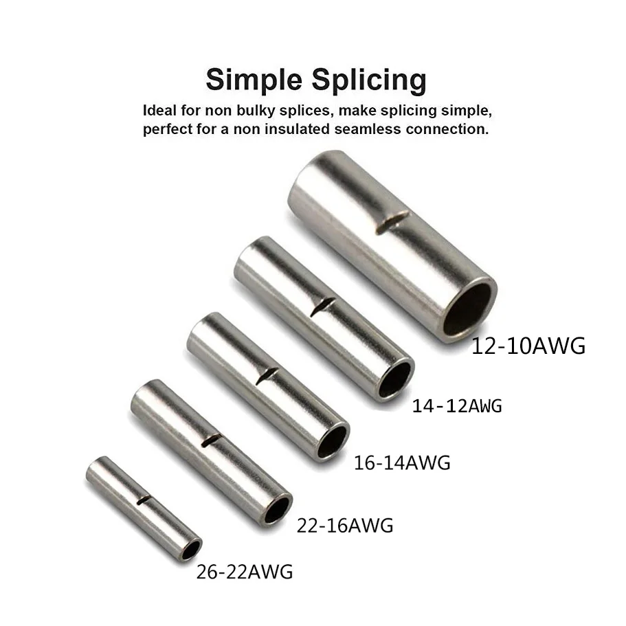10-Pack 8 Gauge Uninsulated Butt Connectors For Car Audio Wiring - Seamless, By Metra 5 thumbnail image