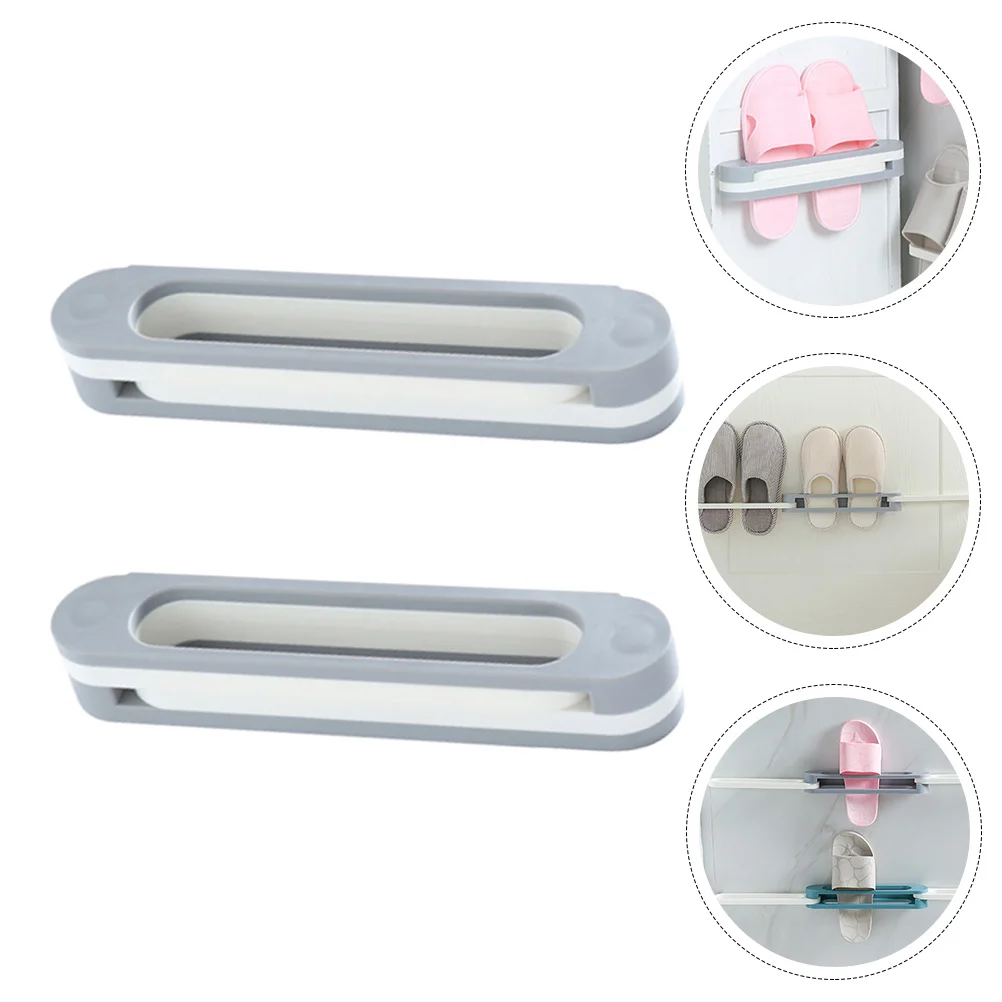 

2Pcs Plastic Shoe Storage Rack Door Back Slipper Holder Wall-Mounted Towel Organizer
