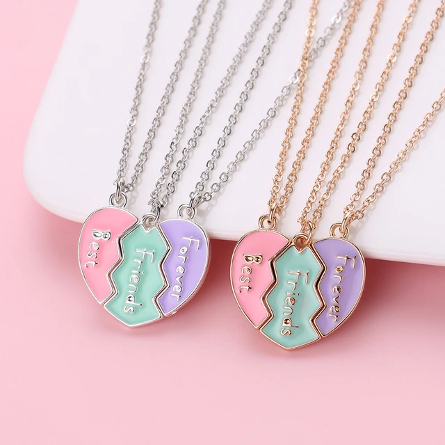 Buy Best Friends Forever Friendship Necklaces for 3 Teen Girls Kids, BBF  Bestie Long Distance Friendship Going Away Gifts, Metal, not known Online  at desertcartINDIA