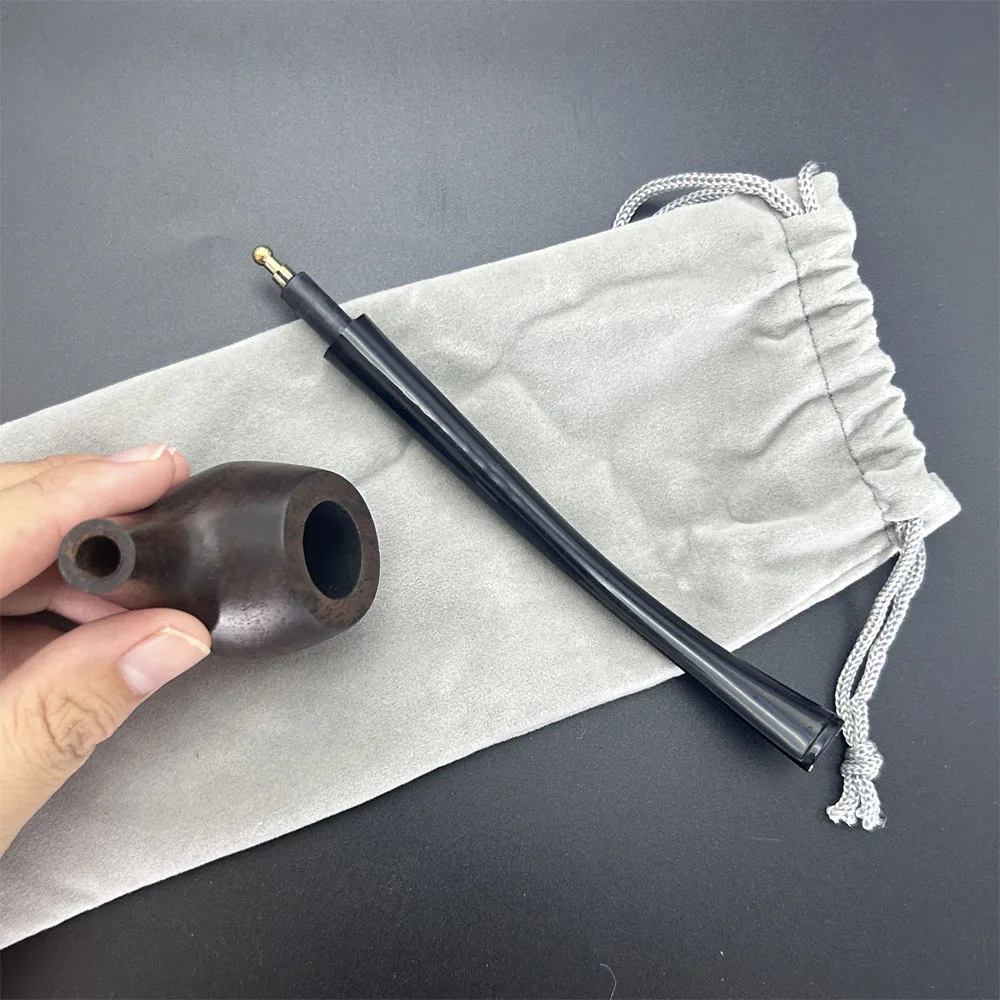 1pcs Handmade Natural Ebony Wood Pipe Durable Sandalwood Tobacco Smoke Pipes With Pipe Bag tobacco pipe