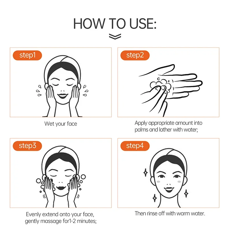 JoyPretty Vitamin C Facial Cleanser Oil Control Deep Cleaning Moisturizing Face Skin Care Cosmetics for Women Men 6