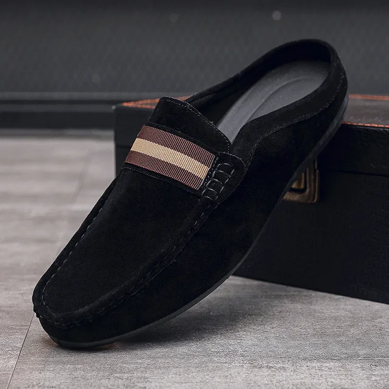 Lefu Shoes Men's Lightweight Bean Shoes Summer One Step Push lazy Breathable Casual Half Support Slippers for men 3