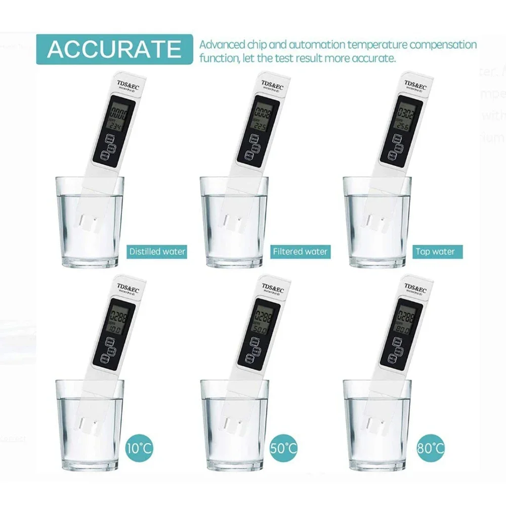White Digital Water Quality Tester TDS EC Meter for Water Purity