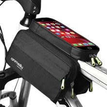 

Rainproof Bicycle Phone Bag Bike Front Frame Top Tube Pack Cycling Pouch with 6.5" Touch Screen Cellphone Case Mount Holder