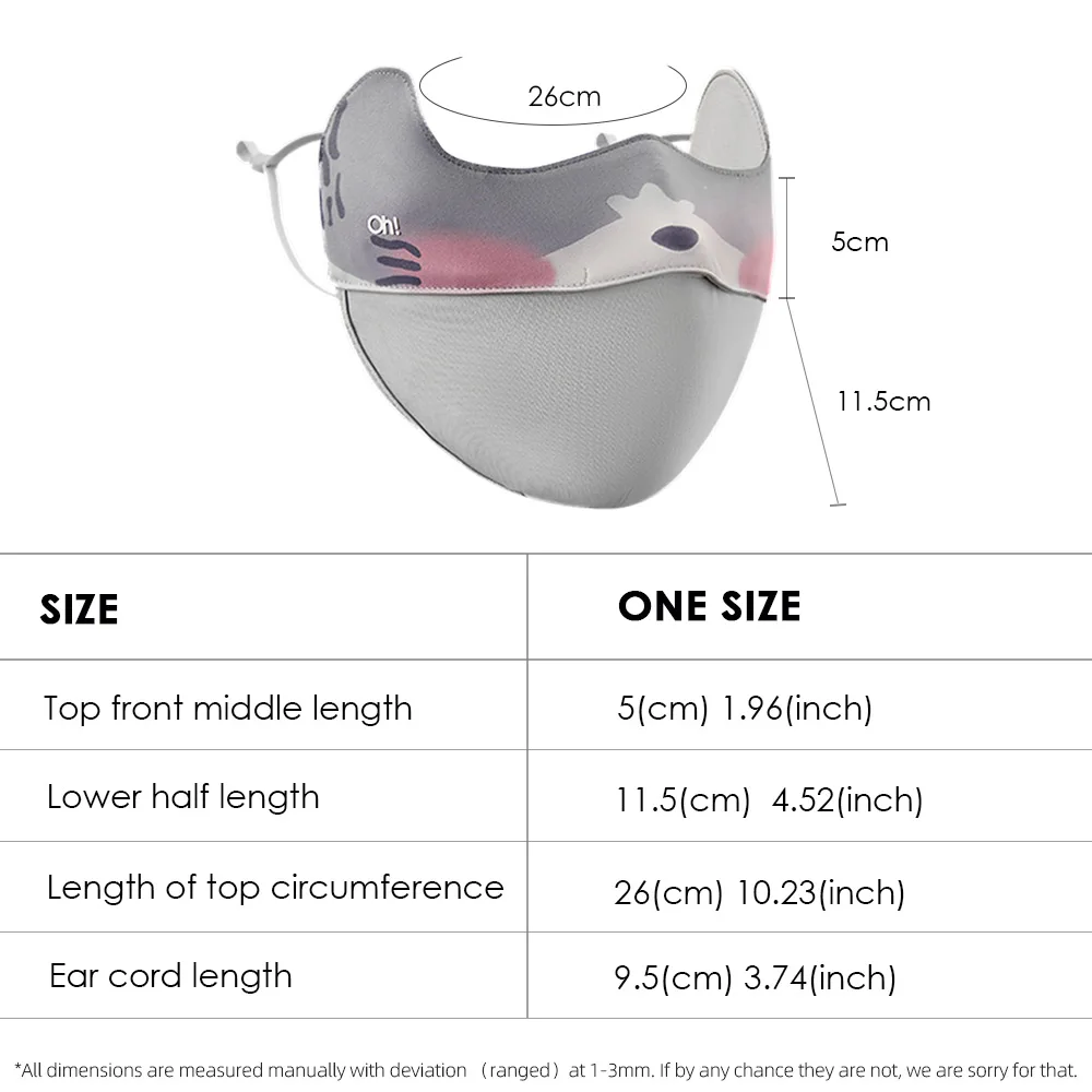 OhSunny UV Protection Mask New Fashion UPF2000+ Washable Cool Lining Cartoon Face Cover for Outdoors Cycling Solar Blocker