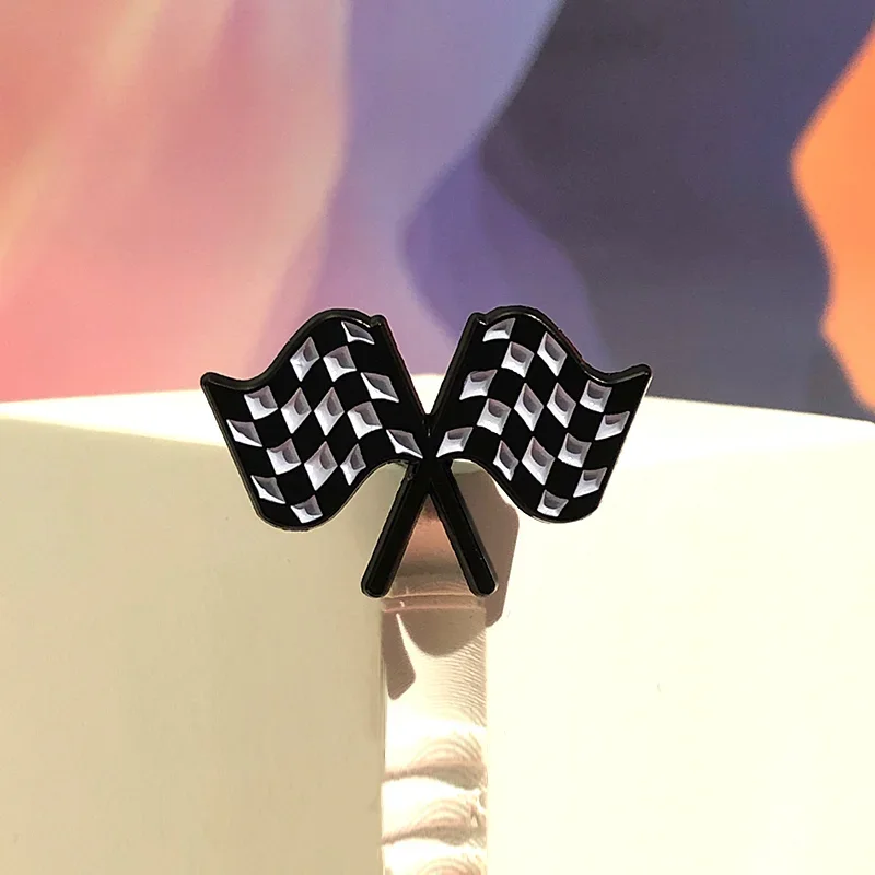 Checkered flag pin detail