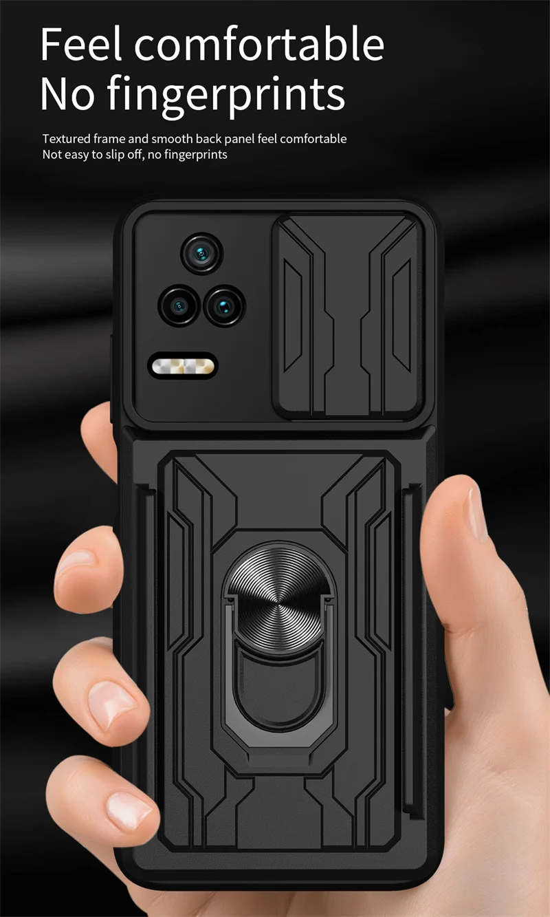 For Xiaomi Poco F4 5G Case Car Magnetic Ring Bracket Armor Back Cover For Poco Poko Pocco Little F4 F 4 PocoF4 Card Slot Cases